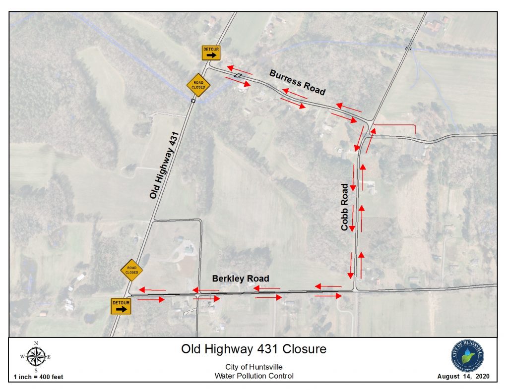 graphic of map with detours