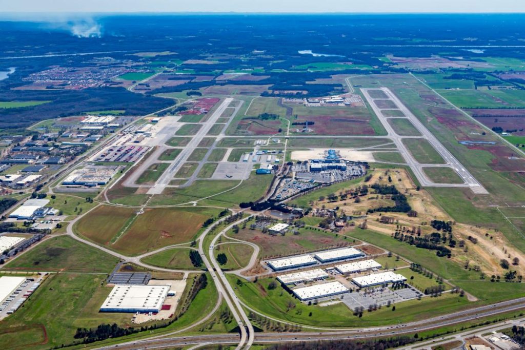 aerial image of the Huntsville International Airport