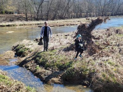 Click to view Volunteers working to keep Aldridge Creen Greenway clean